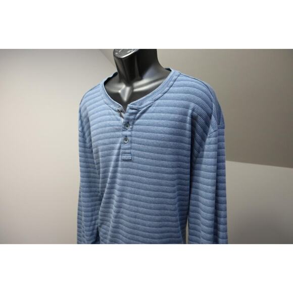 Tommy Bahama Henley Sweat Shirt Stretch Striped Blue Long Sleeve Mens Sz 2XL XXL - Picture 1 of 7